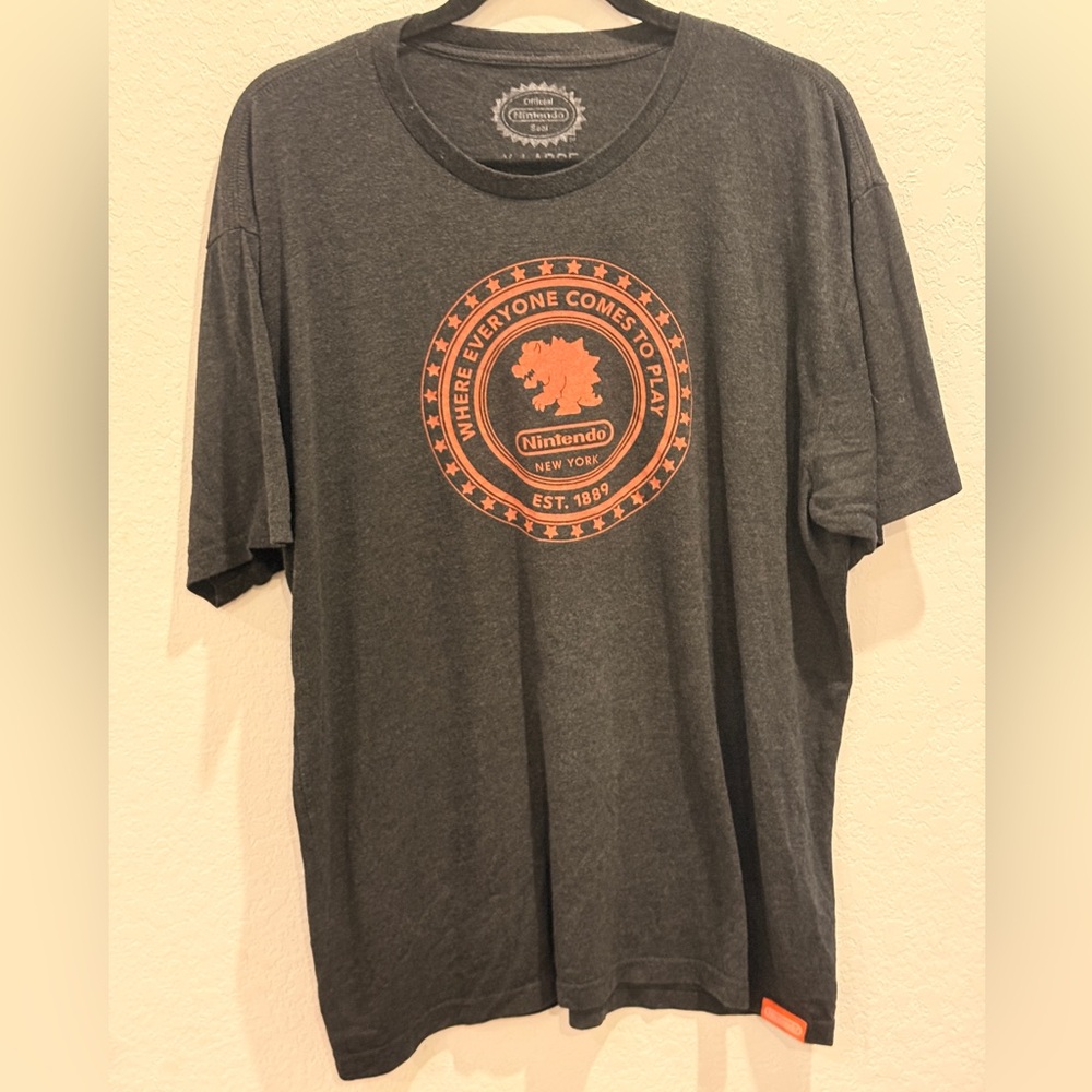 Nintendo Charcoal Tee with Orange Graphic